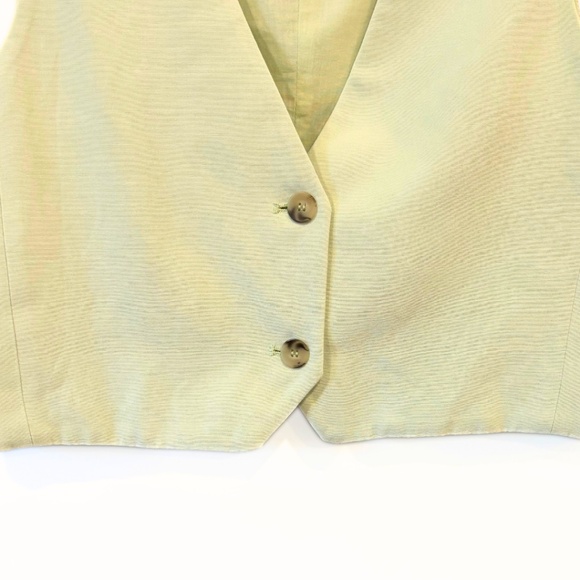 Zara Linen Blend Cropped Waistcoat Apple Green Size M - Picture 3 of 7